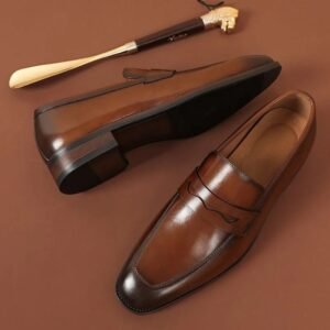 Italian Slip-On Dress Shoes for Men – Genuine Leather Loafers