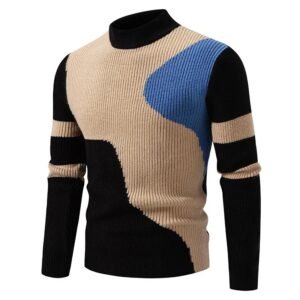 Men's Autumn & Winter Color Block Knit Sweater – Casual Warm Pullover