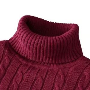 Men's High Neck Turtleneck Sweater – Solid Color Warm Knitted Pullover